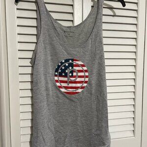 Pure Barre Heather Grey Tank with American Flag Circle P